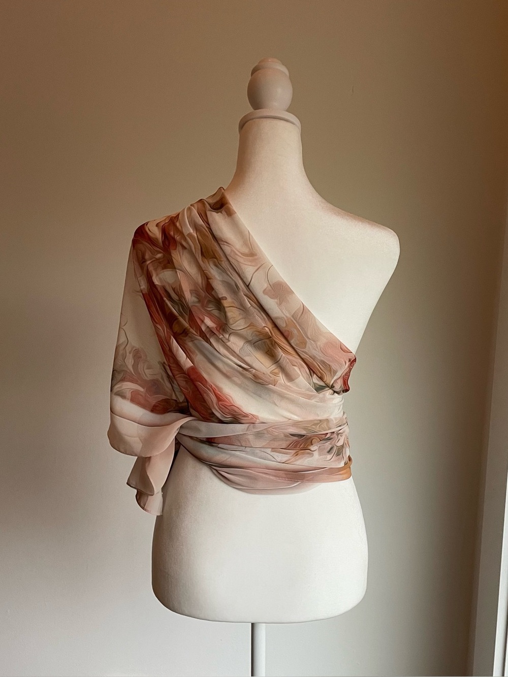 Milenda Abstract Floral Silky Oblong Scarf Wrap Retro Cottage Glamour 76" x 28" - Picture 8 of 11